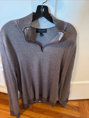 Banana Republic Men's Zip-Neck Sweater in Brown Size L